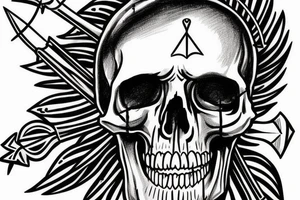 a shaded skull with a arrow coming out of the eye tattoo idea