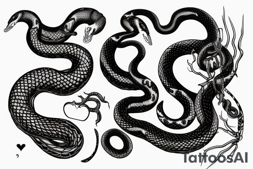 a snake that eats a heart tattoo idea