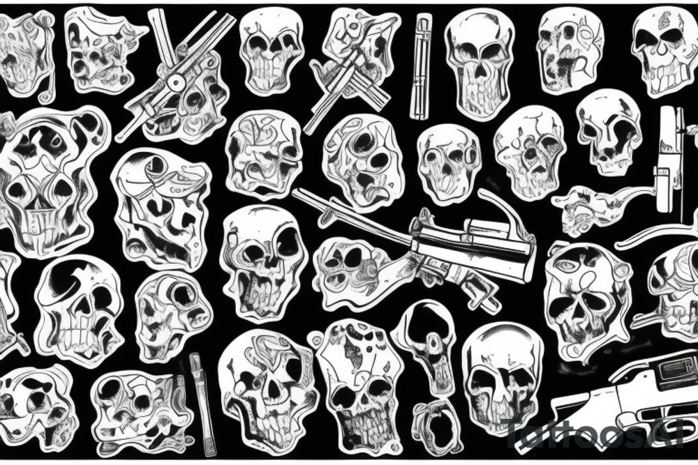Ghost holding a big gun tattoo idea