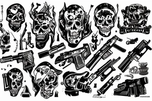 Ghost holding a big gun tattoo idea