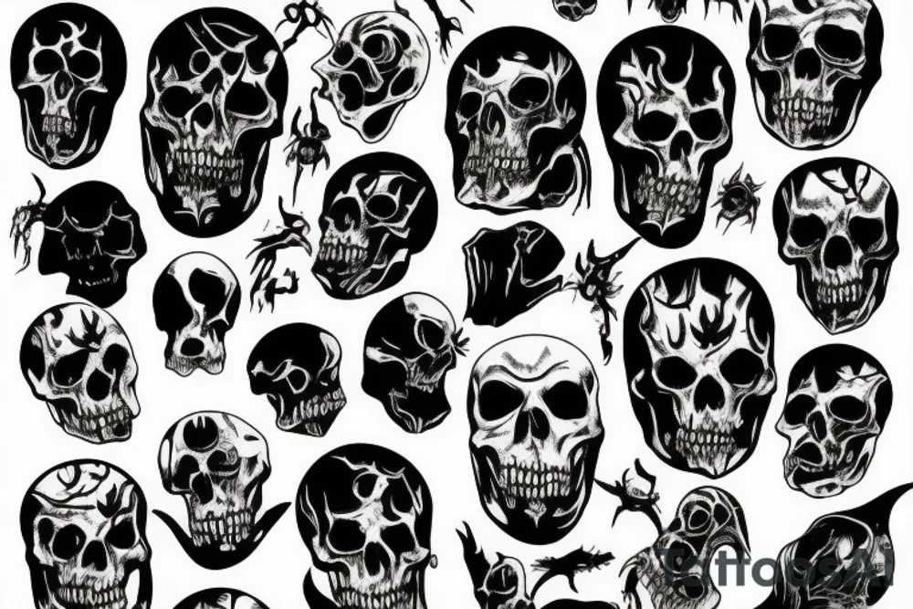 Dark scary bloody bones tattoo idea
