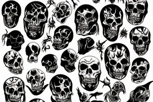 Dark scary bloody bones tattoo idea