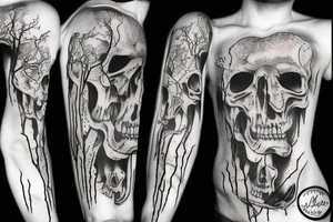 Dark scary bloody bones tattoo idea