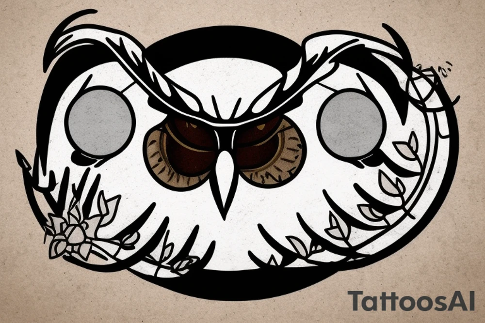 Great horned owl with round sunglasses and a hoodie on tattoo idea