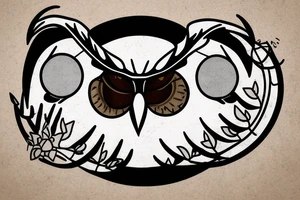 Great horned owl with round sunglasses and a hoodie on tattoo idea