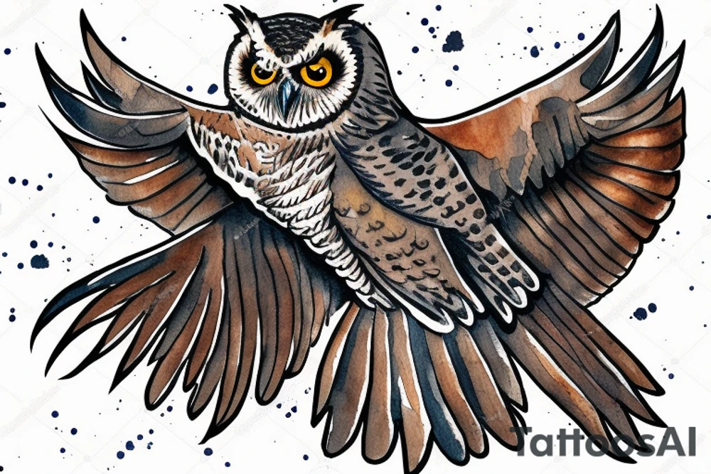 Great horned owl with a hoodie on tattoo idea