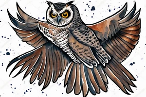 Great horned owl with a hoodie on tattoo idea