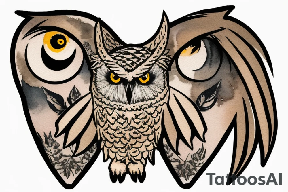 Great horned owl with a hoodie on tattoo idea