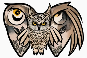 Great horned owl with a hoodie on tattoo idea