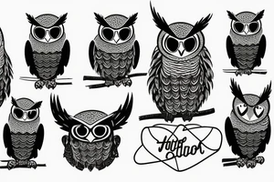 Great Horned Owl with Sweatshirt and Sunglasses tattoo idea