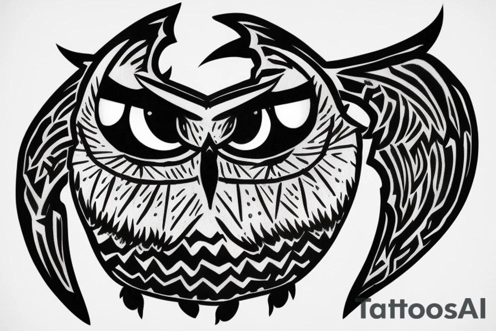 Great Horned Owl with Sweatshirt on tattoo idea