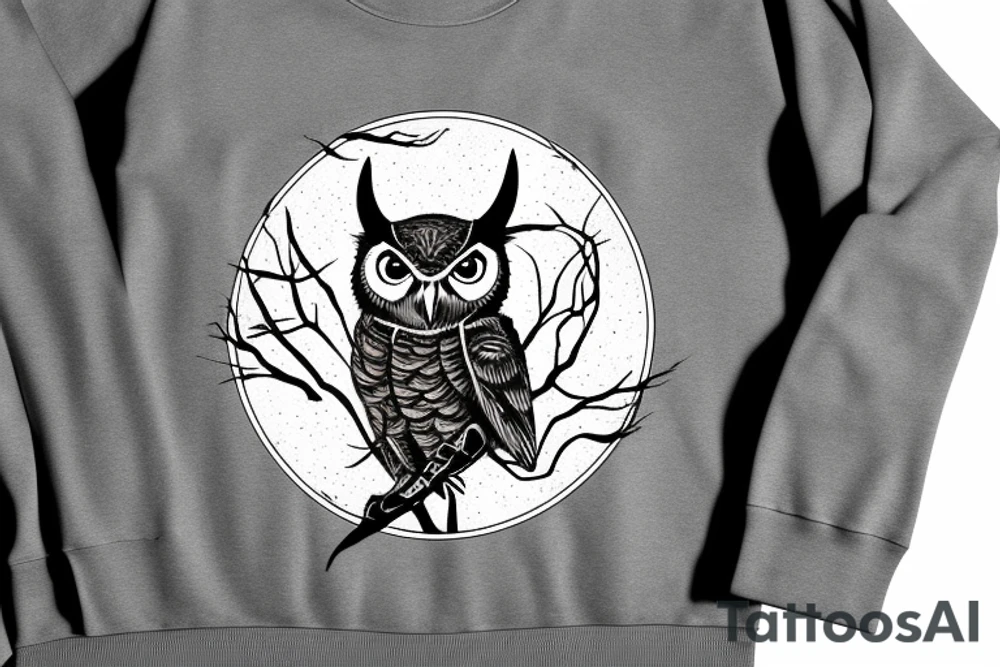 Great Horned Owl with Sweatshirt on tattoo idea