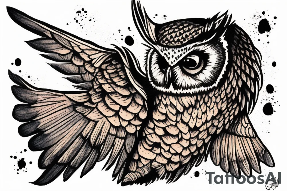 Great Horned Owl with Sweatshirt on tattoo idea