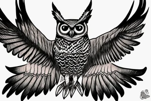 Great Horned Owl with Sweatshirt on tattoo idea
