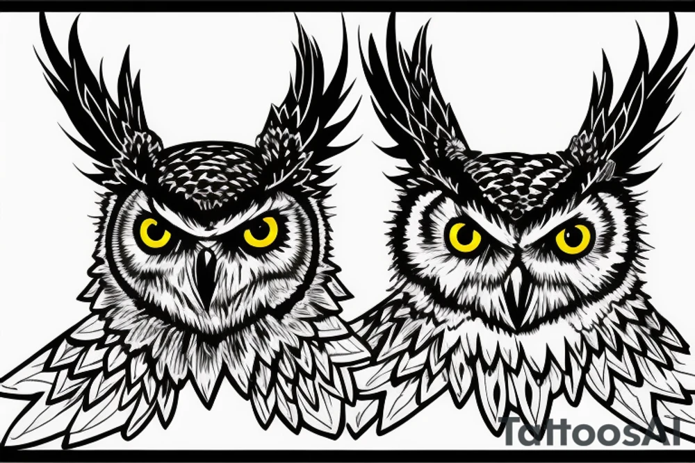 Great Horned Owl with Sweatshirt on tattoo idea