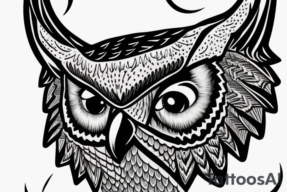 Great Horned Owl with Sweatshirt on tattoo idea