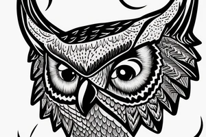 Great Horned Owl with Sweatshirt on tattoo idea