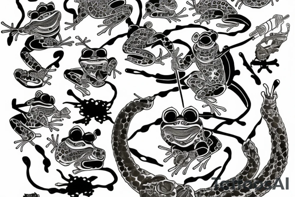 simpel frog samurai tattoo idea
