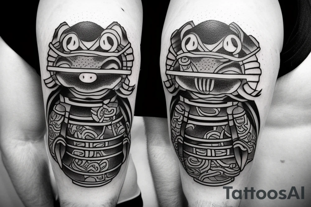 simpel frog samurai tattoo idea