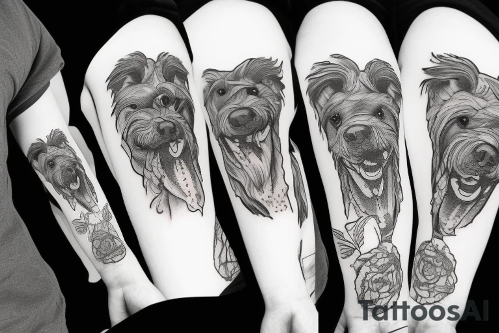 dogs music and mountains tattoo idea