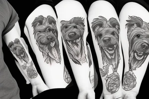 dogs music and mountains tattoo idea