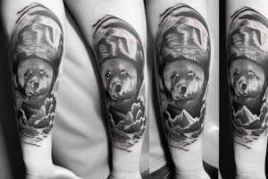 dogs music and mountains tattoo idea