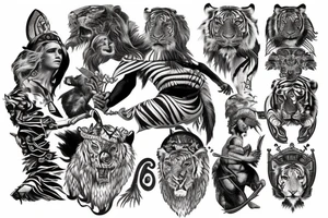 Greek Mythology Herkules with tiger hat on tattoo idea