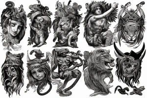 Greek Mythology Herkules with tiger hat on tattoo idea