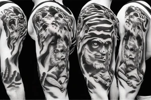 Greek Mythology Herkules with tiger tattoo idea