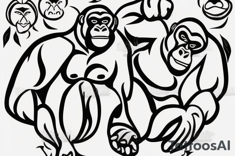 Simple lines gorilla tattoo idea