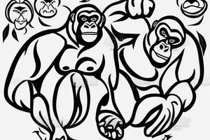 Simple lines gorilla tattoo idea