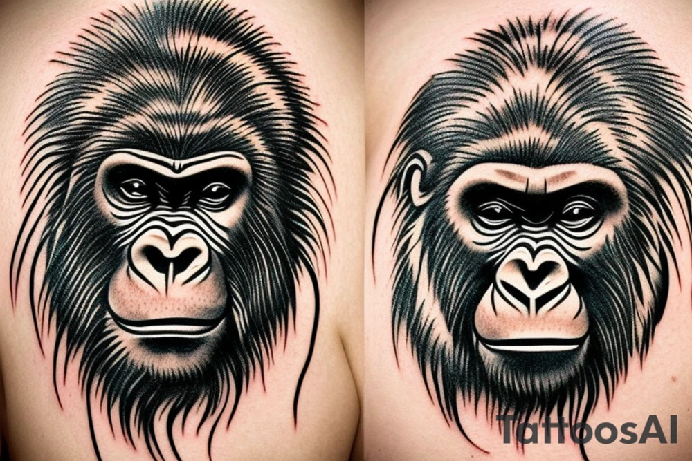 Simple lines gorilla tattoo idea