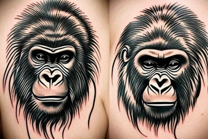 Simple lines gorilla tattoo idea