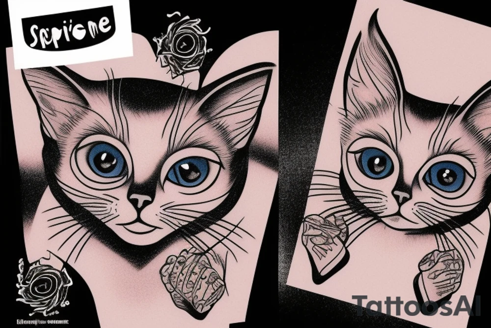 siamese cat with a supreme hoodie tattoo idea