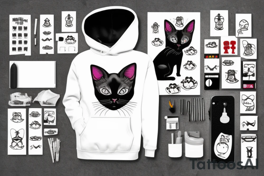 siamese cat with a supreme hoodie tattoo idea