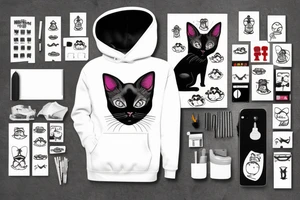 siamese cat with a supreme hoodie tattoo idea