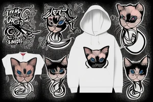 siamese cat with a supreme hoodie tattoo idea