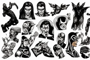Superheroes and villains tattoo idea
