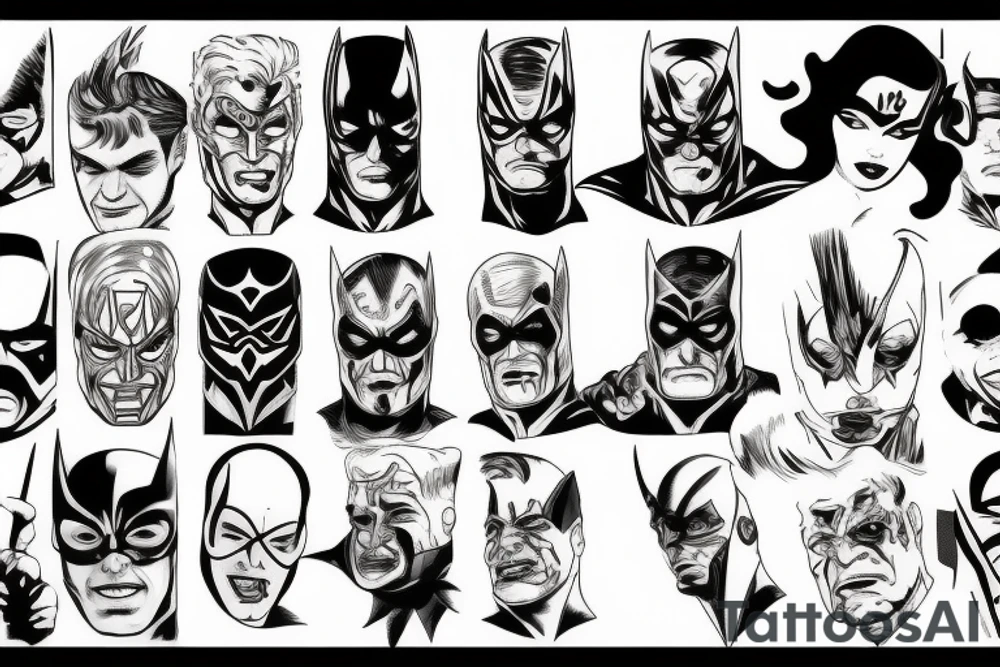 Superheroes and villains tattoo idea