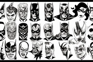 Superheroes and villains tattoo idea