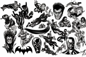 Superheroes and villains tattoo idea