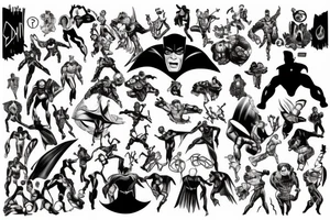 Superheroes and villains tattoo idea
