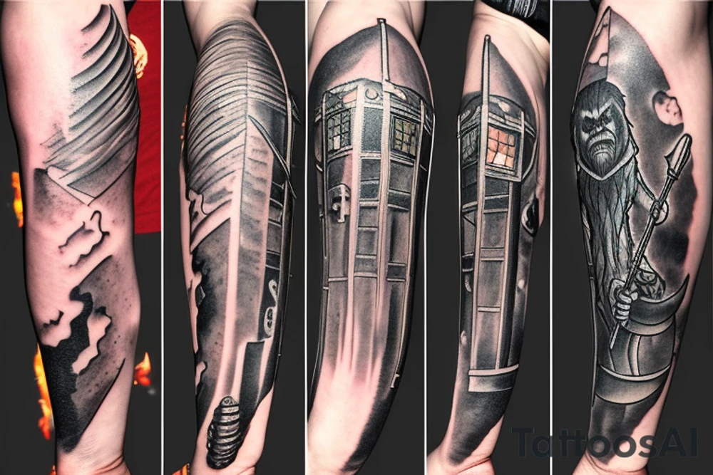 Sasquatch, tardis, medieval sword, moonlight, snake tattoo idea