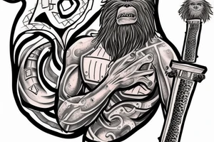 Chest Sasquatch, tardis, medieval sword, moonlight, snake tattoo idea