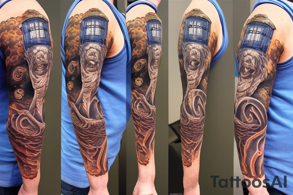 Chest Sasquatch, tardis, medieval sword, moonlight, snake tattoo idea