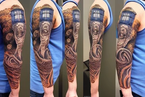 Chest Sasquatch, tardis, medieval sword, moonlight, snake tattoo idea