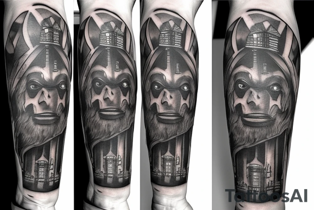 Sasquatch, tardis, medieval sword, moonlight tattoo idea