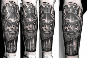 Sasquatch, tardis, medieval sword, moonlight tattoo idea