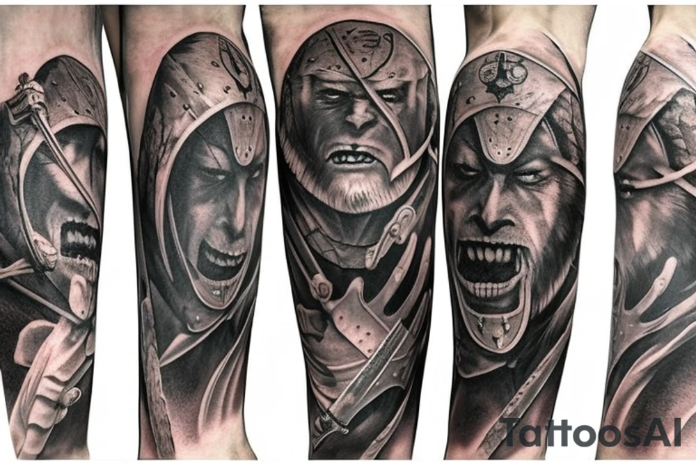 Medieval sword, tarsus, Bigfoot, moonlight tattoo idea