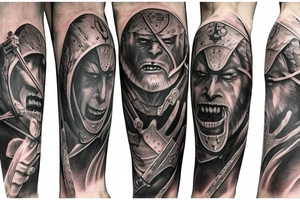 Medieval sword, tarsus, Bigfoot, moonlight tattoo idea